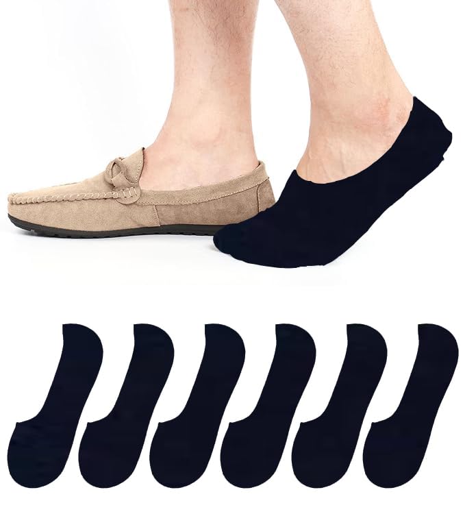 Image of Men's No Show Socks - Loafer Socks - Non Slip & Low Cut Under Ankle Invisible Socks - For Casual & Formal Wear - Soft & Stretchable - Gripped Inner