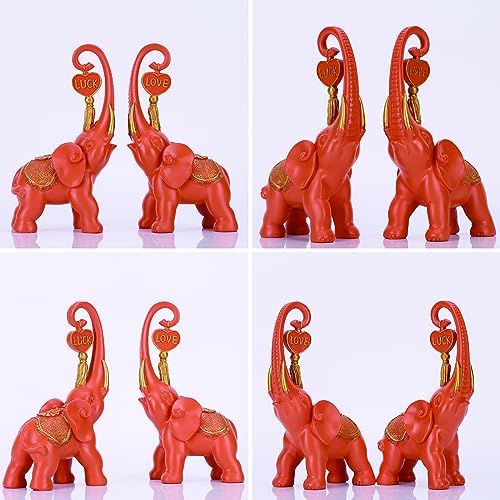 Estatua de Elefante Naranja Set 2 Piezas Decoración miniatura 7