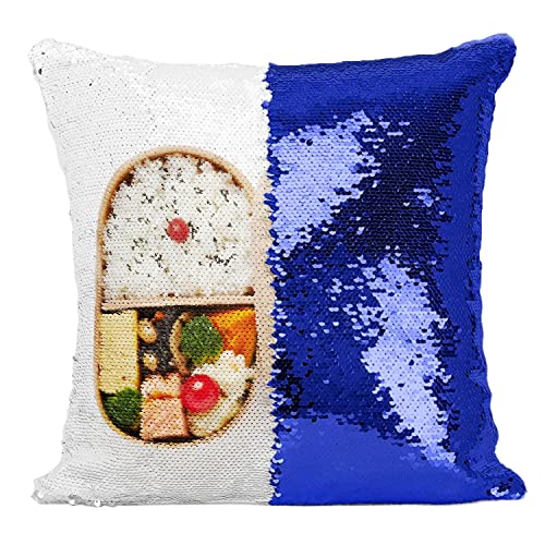 Coussin sequin bleu bento japon pour décor de salon fade - 2