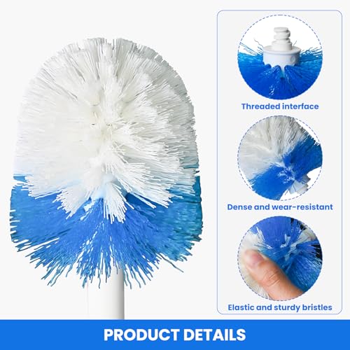Image of Toilet Brush Refills for OXO Toilet Brush Only, 2 Pack Replacement Heads | Toilet Brush Replacement Head for Deep Bathroom Toilet Bowl Cleaning, Blue & White, Nylon & Plastic Material Bristles