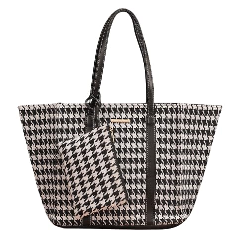 Bagsy Malone Canvas Handcrafted Girl and Womens Tote Bag with Vegan Faux Leather Handles & Indian Prints, Shoulder Tote Bag and Handbag Pouch for Office and College Combo Of 2 (White Black White) (B0D39LKV74) Amazon Price History, Amazon Price Tracker