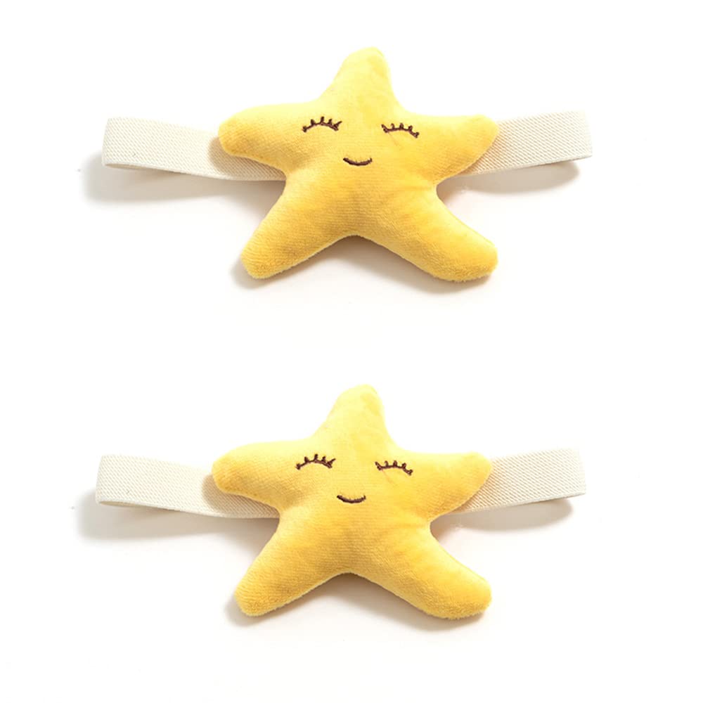ONECHANCE 1 Pair Cartoon Curtain Buckle Tie Back Curtain Holdbacks Plush Animal Curtain Buckle for Kids Child Nursery Room Window Decorations Color Starfish Yellow — image 1