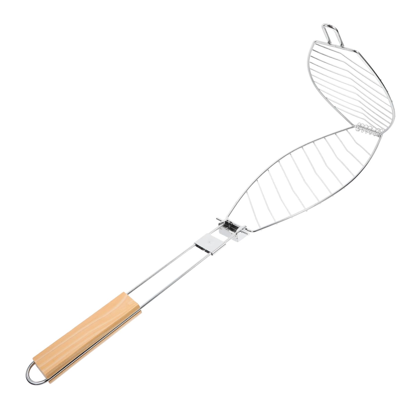 Cabilock 4 Piezas Clips de pescado a la parrilla Barbacoa portátil Utensilios de barbacoa picnic cesta de la parrilla estante de malla para asar carne de res Acero inoxidable Silver