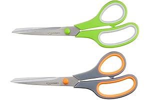 Amazon Basics Multipurpose, Comfort Grip, PVD Coated, Stainless Steel Office Scissors