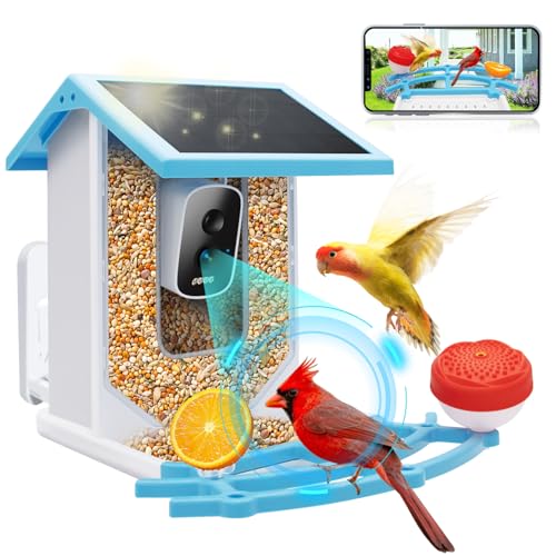 Smart Bird Feeder with Camera, 2.5L 4K HD AI Identification Bird Watching Camera with Solar Powered, Ideal Gift for Mom
