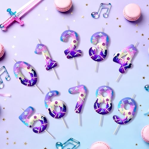Image of Purple Number 3 Birthday Candles, Cartoon Themed Cake Toppers for Boys Girls Cake Decorations, Birthday Decorations Party Supplies, Number Candles for Party Decor