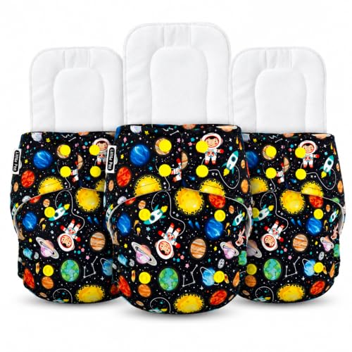 Image of Little Pea Adjustable Cloth Diaper for Babies (3 Months-3 Years) | Leak-Proof, Washable & Reusable | Includes 3 Diaper + 3 Absorbent Pad | Free Size (5-18 kg) | Pack of 3