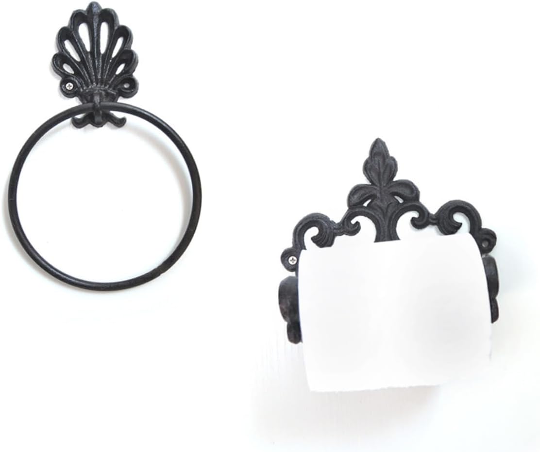 Bathroom Towel Mount 2pcs Cast Iron Towel Ring Modern Design Space-Saving Durable