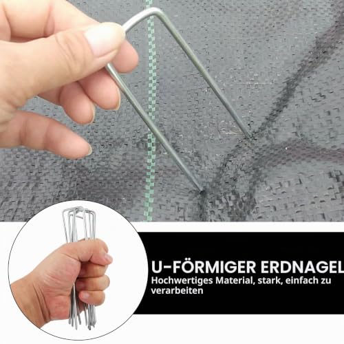 YAOBLUESEA Erdanker fur Unkrautvlies, 100 Stück Unkrautvlies Haken, 15 cm Bodenanker Erdnägel Stahl Anti-Rost Erdanker Hering für Zelt… – Ansicht 5