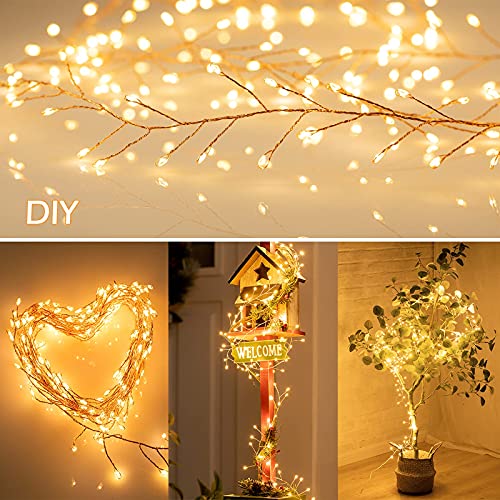 Minetom Fairy Lights Plug In, 10Feet 200 Led Cluster Lights Waterproof Firecracker Starry String Lights For Ceiling Bedroom Wreath Window Wedding Christmas Tree Decoration thumb #4