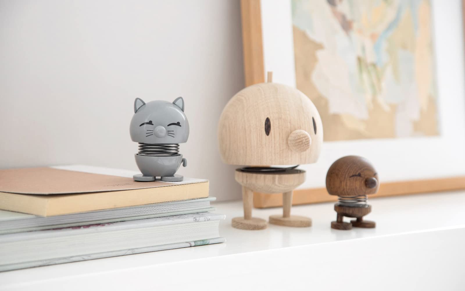 Hoptimist Decorazione Figura Bumble L Raw Oak, Figura oscillante, Legno di quercia, Marrone chiaro, 15 cm