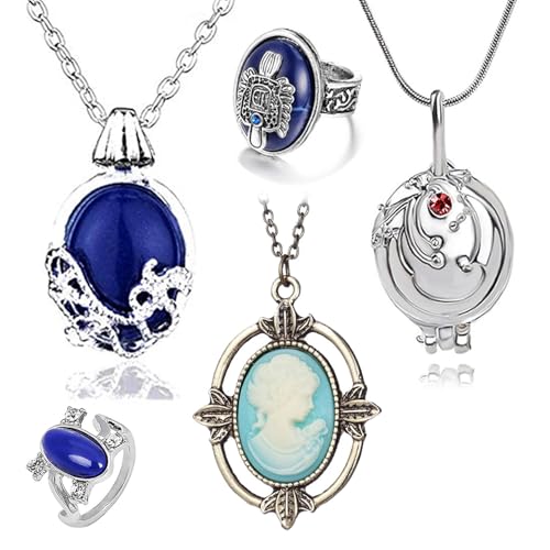 UoYu The Vampire Diaries Lot de 25 colliers avec pendentif en forme de tête de Salvatore Damon Stefan et bague de famille, Zinc, Pas de gemme
