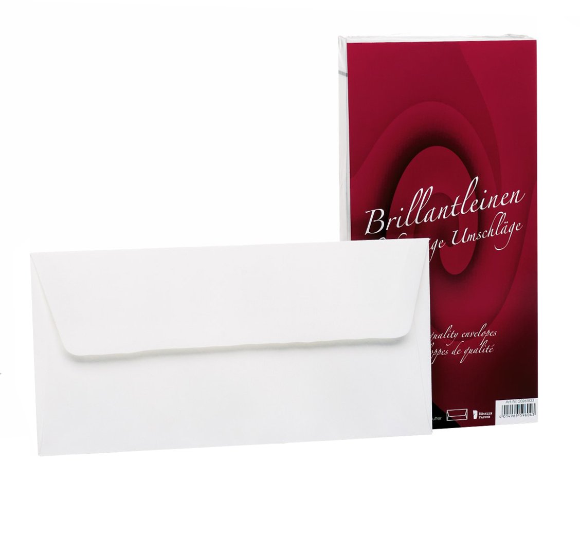 Rössler Papier 20261833 - Briljant linnen - enveloppen DIN lang, 25 stuks, wit
