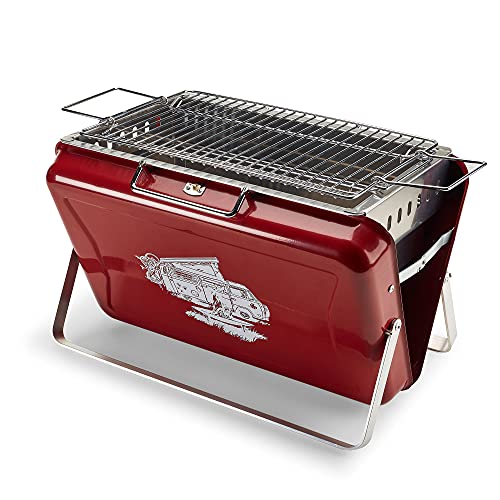 Volkswagen 7E9069642 Minigrill VW Grill Bulli T2 Edelstahl Faltbar Campinggrill tragbar, rot