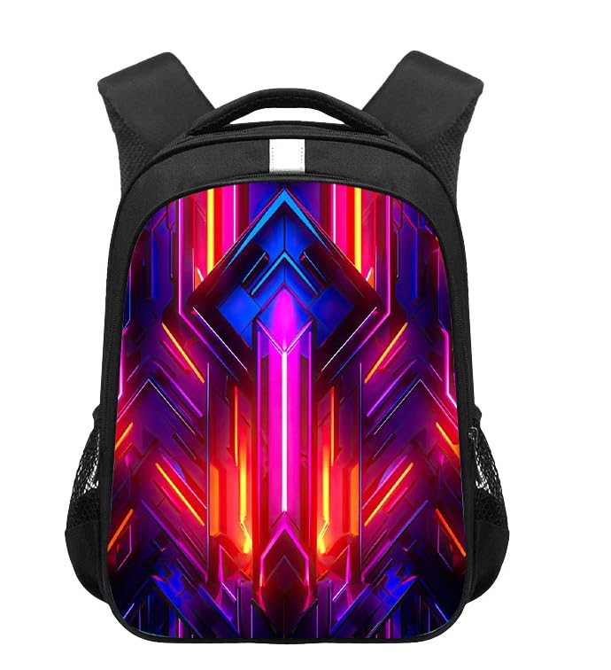 YUUHHUA Mochila infantil robô 3D, mochila escolar com estampa mecânica futurista, preta e roxa, A, tamanho �nico