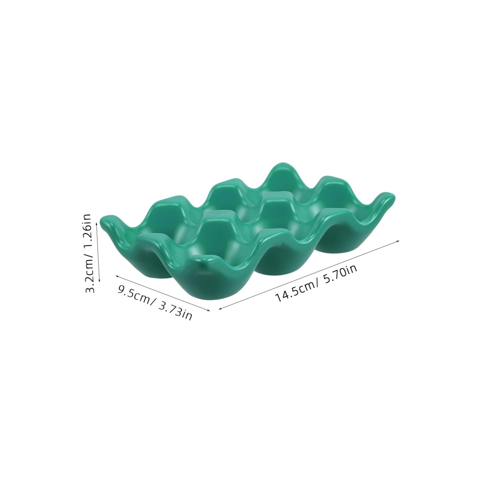 COLLBATH Ceramic 6 Cups Egg Tray Porcelain Egg Holder Container Keeper Storage Organizer Decorative Serving Stand Serveware For Refrigerator Fridge Countertop Display Kitchen Green
