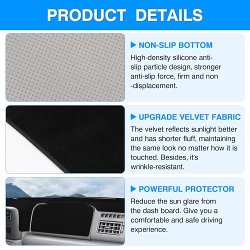 Image of Autorder Dashboard Cover Mat for 1999-2004 Ford F250 F350 F450 Super Duty Accessories Dash Cover Upgrade Velvet Dash Mat Sunshade Glare UV Rays Protector