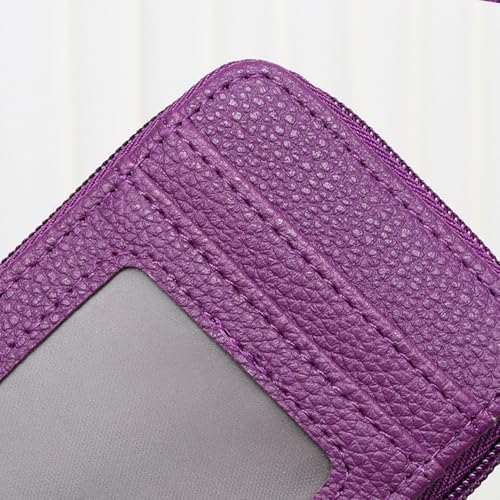 1pc Purple RFID Blocking Card Holder with Zipper, Compact Credit Card Case for Men and Women, Polyester Lined, Modern Design, Credit Card Storage3