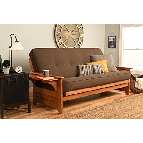 Kodiak Furniture Phoenix Futon with Linen Fabric Mattress in Barbados/Brown Cover