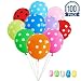 MESHA Assorted Polka Dots Balloons 12 Inches Latex Balloons 100 Pcs with Colored Curling Ribbon for Wedding Birthday Party Festival Decoration