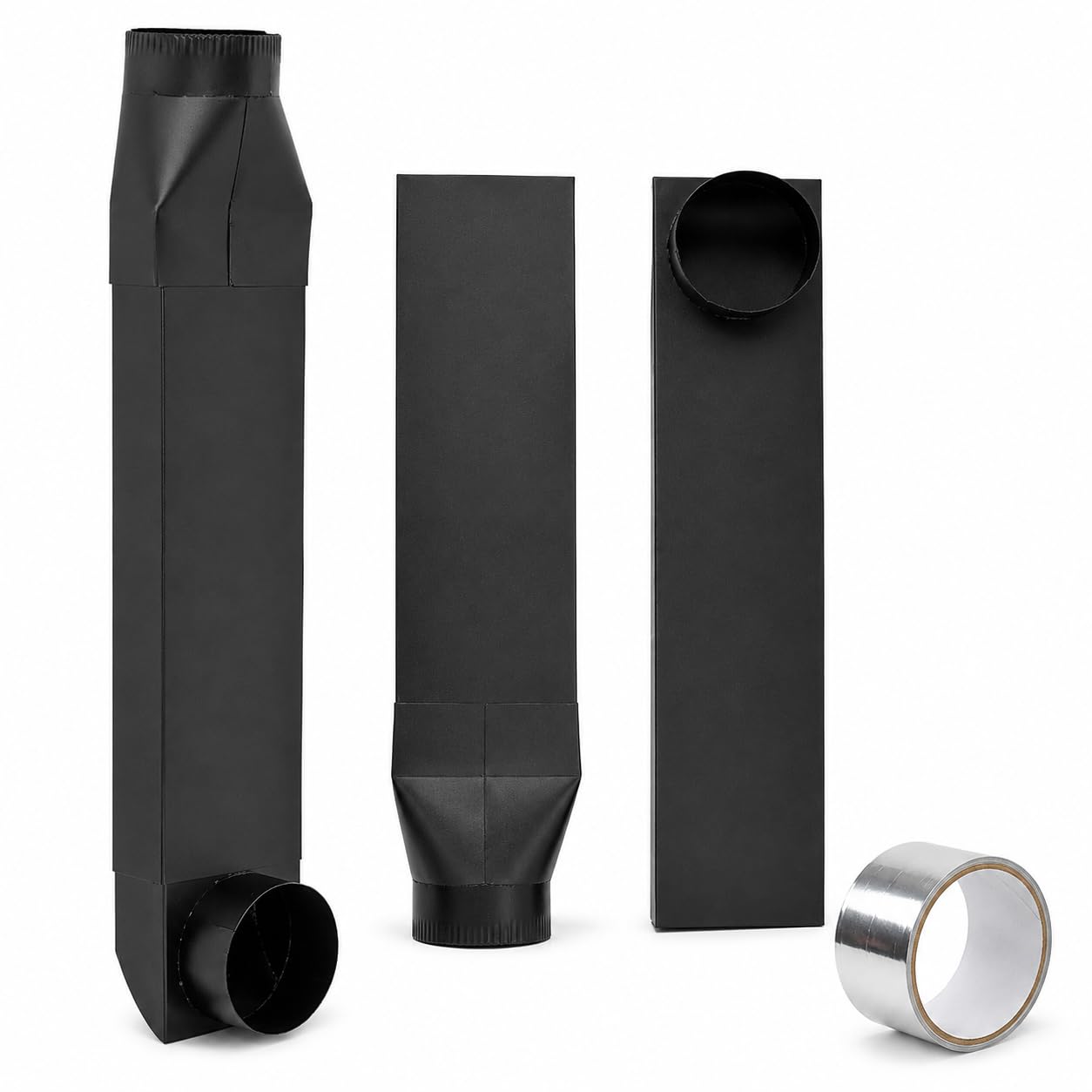 UD48S 4" Stainless Steel Telescoping Dryer Vent Kit - Flat Periscope for Whirlpool & All 4" Dryers, 90° to Straight Adjustable Dryer Duct (26-43in), Space Saving Vent Connector-Black