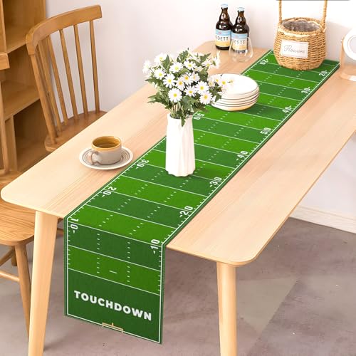 Pudodo Football Field Table Runner Touchdown Game Day Tablecloth Football Theme Birthday Party Kitchen Dining Home Decoration (13" x 72") - Image 3