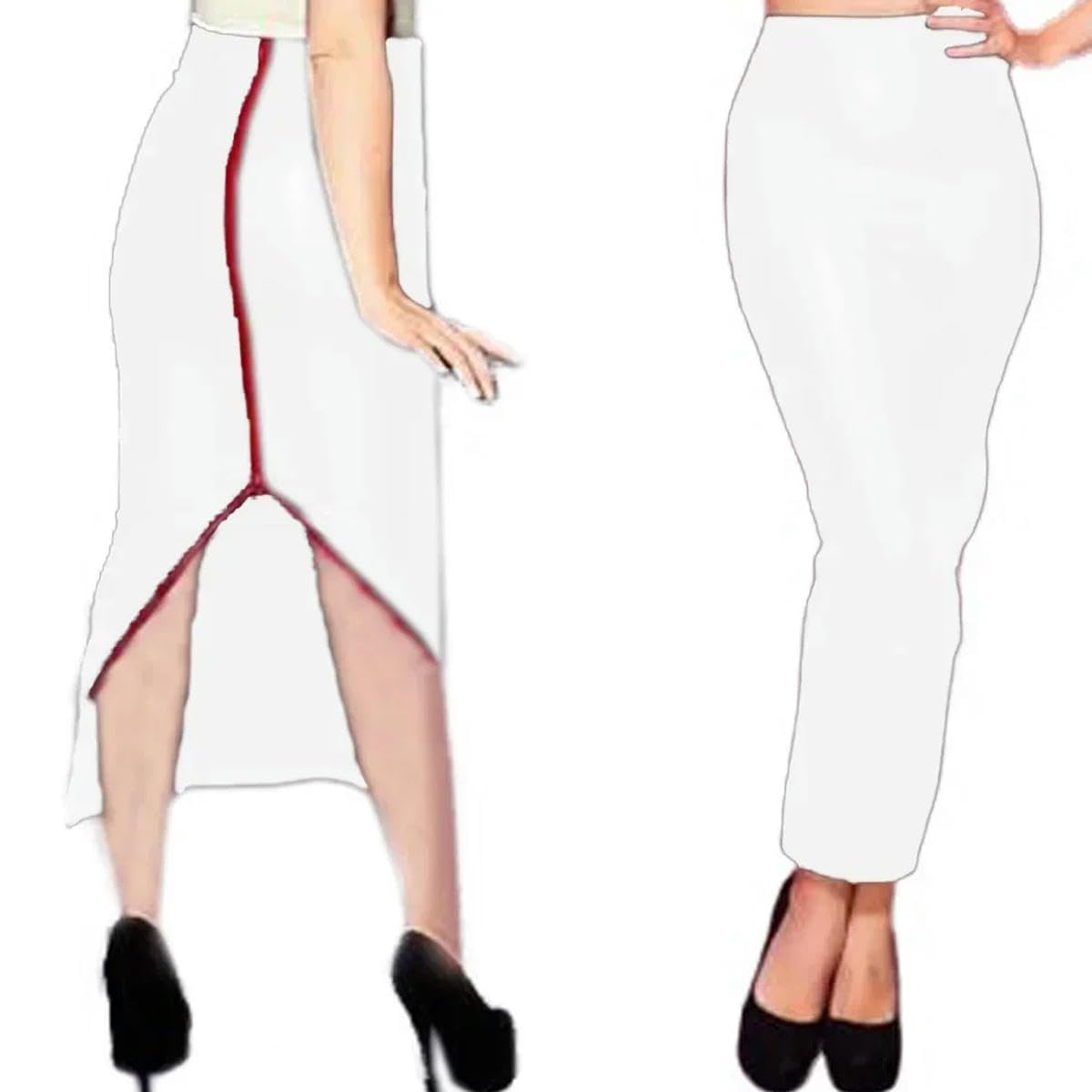 Falda larga de látex sintético para mujer, cintura alta, abertura en la espalda, para oficina, blanco, 5XL