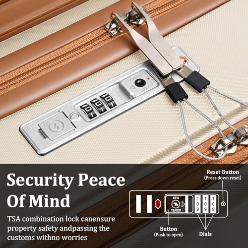 imiomo-Carry-on-Luggage-Airline-Approved-Lightweight-Hard-Shell-Carry-on-Suitcase-20-Inch-Travel-Luggage-with-Spinner-Wheels-and-USB-Port-White-Brown