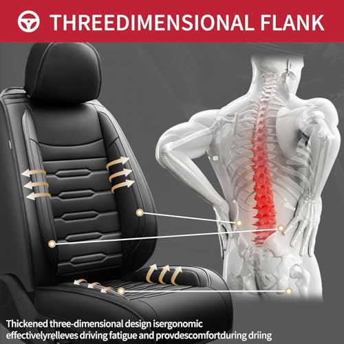 Image of Fit Legacy Car Seat Covers(Only for 5 Seats Version)for Select Ford Legacy 2008-2024 2025 2026 - Full Coverage Leather,Airbag Compatible,Waterproof & All Weather Seat Cushion Protector(Black)