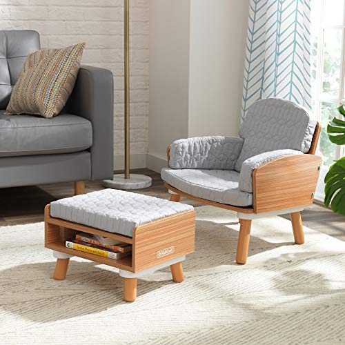 KidKraft Mid-Century Kid™ Upholstered Reading Chair & Ottoman with Storage, Furniture for Kids - Image 4