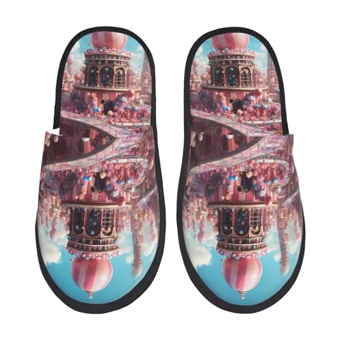 fairy tale world with delicious candy 2 Pattern Women's Fuzzy Slippers Comfy Non Slip for Women Mom Girlfriend Indoor Outdoor2