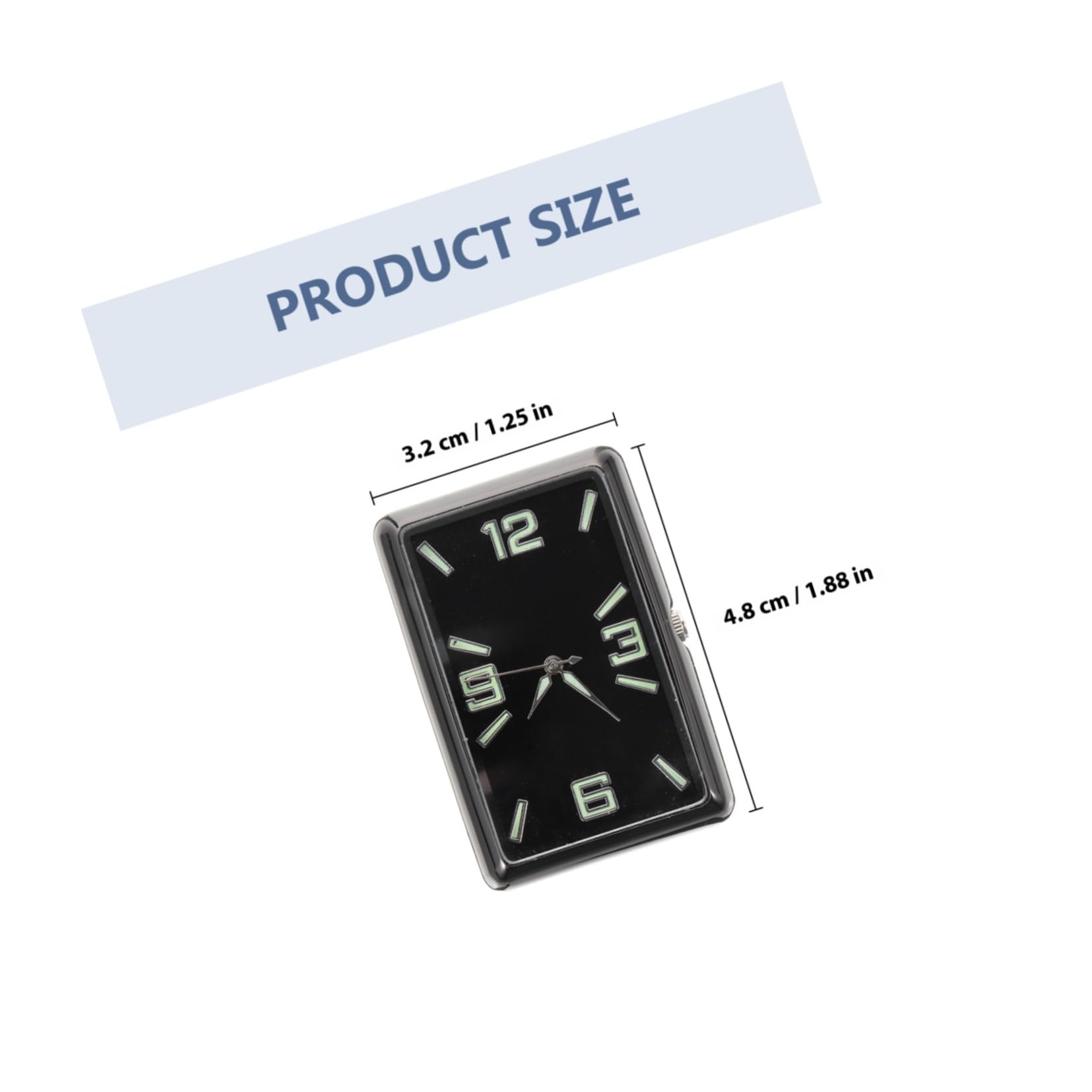 GANAZONO Reloj Cuadrado Analógico para Coche Diseño Individual, Material de Aleación y Vidrio, Funcionamiento Simple, Adecuado para Tablero y Decoración Interior