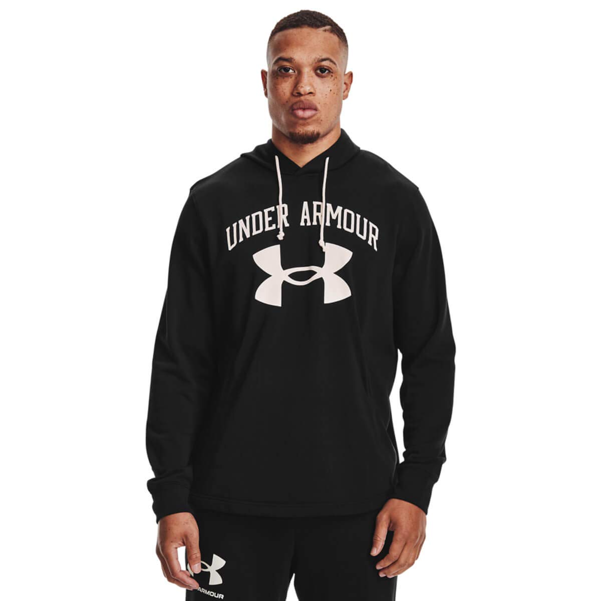 Under Armour Men's Black Rival Terry Big Logo Hoody - /Onyx White - Xl