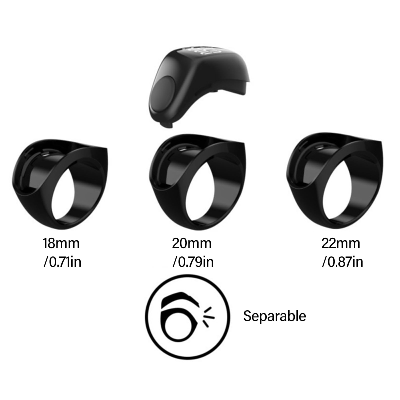 Compteur Électronique Intelligent De Bagues avec Alarme Vibrations Adapté Cérémonies Religieuses Rappel L'heure Prière Alarme Portable