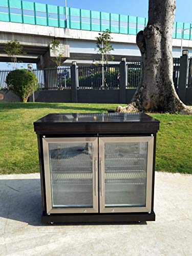 Modular-4-Piece-Island-Electric-and-Propane-or-Natural-Gas-BBQ-Outdoor-Black-Stainless-Steel-Grill-Kitchen-with-Double-Wine-Refrigerator-Sink-Rotisserie-Black-Marble-Top-and-FREE-Protective-Canvas-Cov