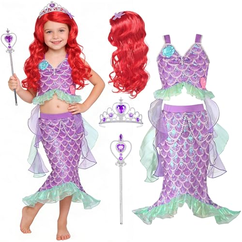 Mishopy Meerjungfrau Kostüm Mädchen Kinder für Karneval Party Halloween Weihnachten Cosplay (100)