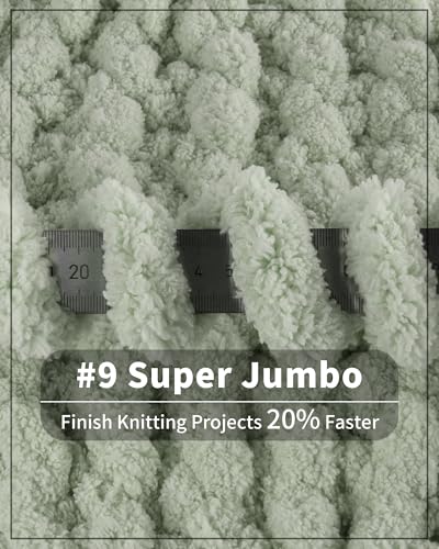 Image of Cozyful Chunky Yarn for Hand Knitting, #9 Thick Jumbo Big Chunky Yarn for Crocheting, Super Chunky Knit Blanket Yarns, Large Chunky Chenille Yarns, 8 Pack (30 yds 8 oz Each Skein), Sage Green