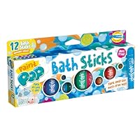 Paint Pop - Bath Sticks For Kids - 12 Washable Bath Paint Crayons - Mess-Free, Fast Drying Action, Easy Clean Up - For Creative Bathtime Fun Adventures - For Glass, Tiles or Ceramic - 3+ Years