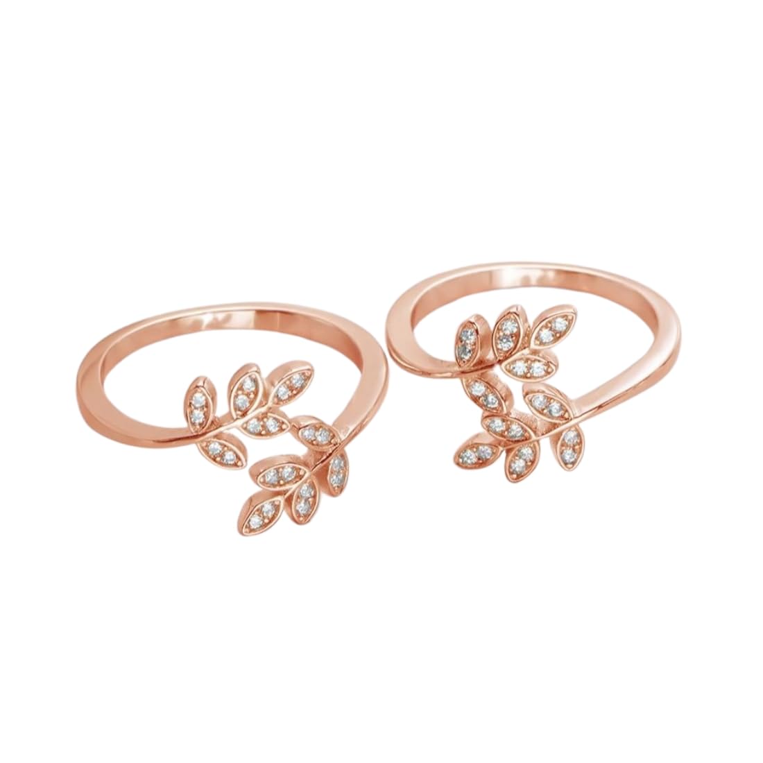 925 Sterling Silver Cubic Zircon Rose Gold Toe Ring Pair| Gift for women | With Certificate & 925 Stamp