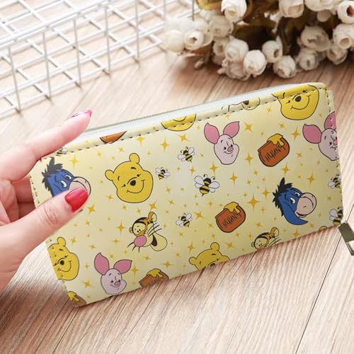 Winnie Wallet for Women, Winnie Birthday Decorations, Cute Cash Clutch Long Billfold with Zipper Coin Pocket Ladies Girls, Modern Design4