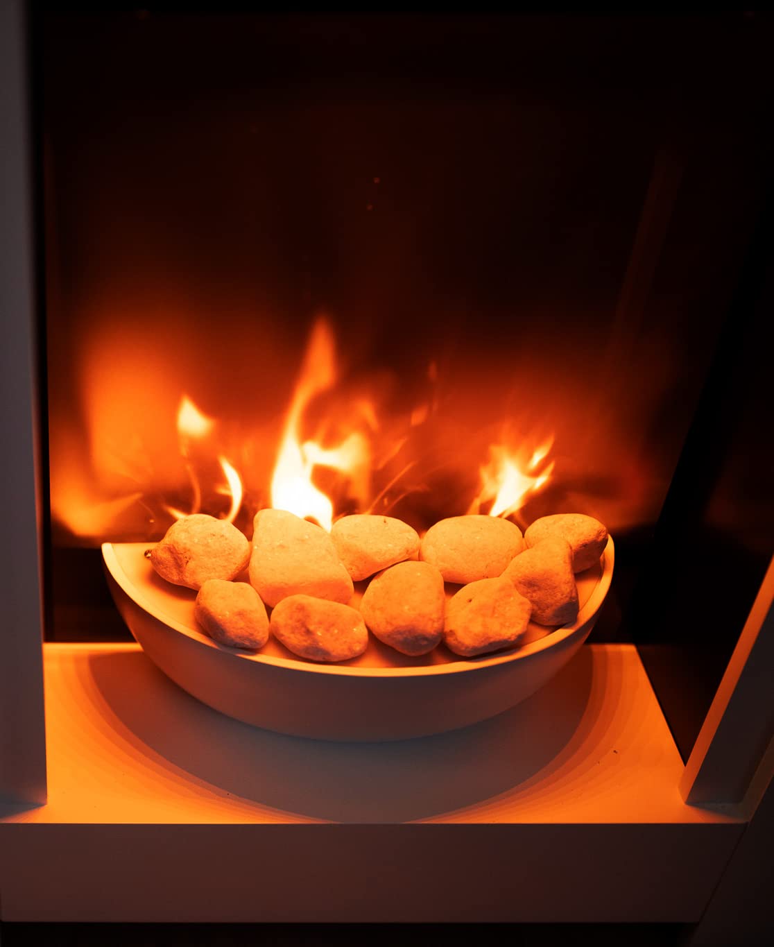 garden mile® 2kw Inset Modern White Fireplace Log Burner light Stove Electric Fire Wood Storage