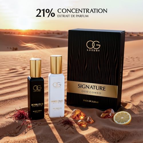 Image of Signature Oud Combo | Royal Oud & White Oud 21% Perfume Oil concentration Extrait De Parfum | Luxury Fragrances | Long lasting, Premium Perfume for Man | For All Occasions | Gift For Men, 40 ml, Pack of 2