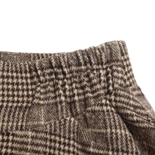 Image of IDEALSANXUN Women's Fall Winter High Waisted Wool Plaid A-line Long Skirt