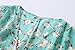 olrain Women Casual Lightweight Floral Printed Open Front Kimono Soft 3/4 Sleeve Cardigan (Medium, Green-2)