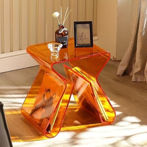 GJUANN Mesa Auxiliar Moderna de acrílico Transparente, pequeña Mesa Auxiliar Transparente, Elegante mesita de Noche para Dormitorio, Mesa de Centro para sofá con Almacenamiento, para Dorm