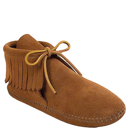 Minnetonka Women's Classic Fringe Boot,Soft Leather Sole Brown,11 M US