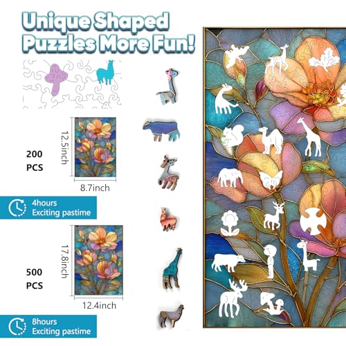 Rompecabezas de madera Leodozzio, 200 piezas, diseño floral suave rosa, 12,5 x 8,7 pulgadas, arte para pared, rompecabezas relajante para adultos y adolescentes miniatura 2