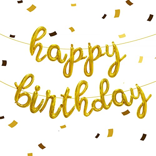DazzJoy Happy Birthday Ballon Girlande - Schwarze Folienballons Mit Goldener Schrift