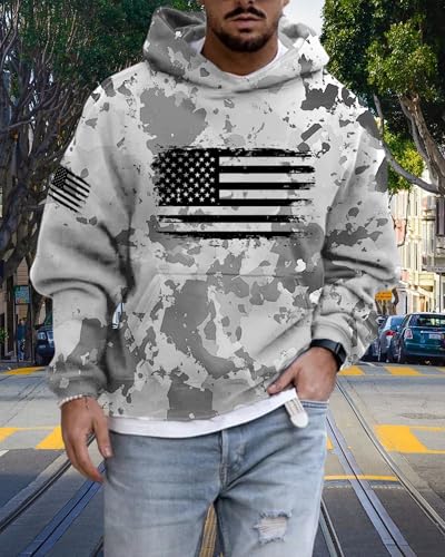 American Flag Camo Hoodie for Men USA Printed Long Sleeve Oversized Sweatshirt Pullover Lightweight Patriotic Hoodies2