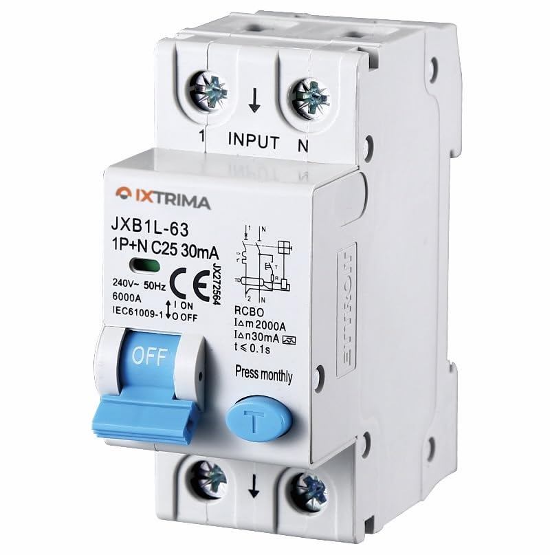 Interruttore Magnetotermico Differenziale 1P+N 25A 30mA 220V-6KA CLASSE A 2 MODULI 30mA per Guida DIN - Protezione Circuiti e Sicurezza Impianti